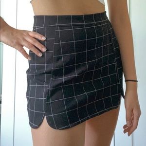 black plaid skirt